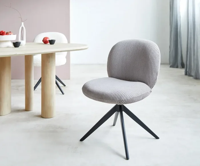 Drehstuhl Nube-Flex Cord Silbergrau Kreuzgestell breit Schwarz 360° drehbar Taschenfederkern