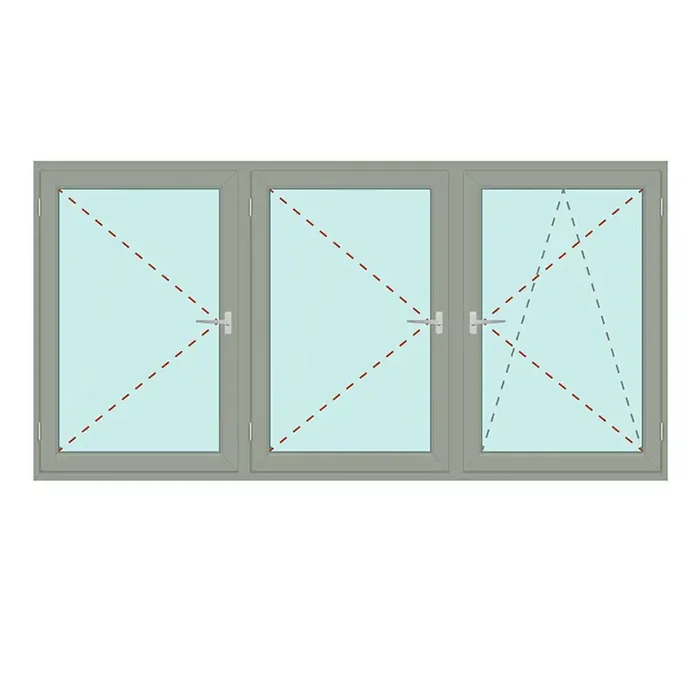 Dreiteiliges Fenster Dreh + Dreh + Dreh/Kipp – IDEAL 4000
