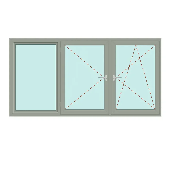 Dreiteiliges Fenster Fix im Rahmen + Dreh + Dreh/Kipp – IDEAL 8000