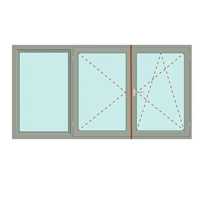 Dreiteiliges Fenster Fix im Rahmen + Stulp/rechts – IDEAL 4000