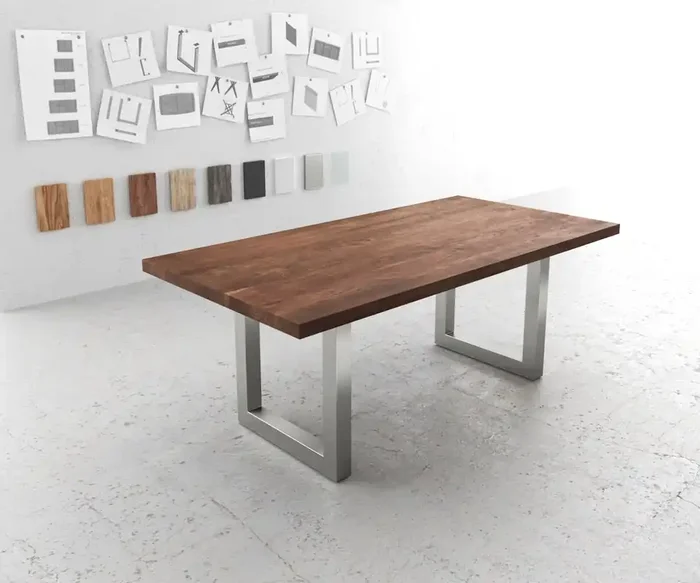 Esstisch Edge 200×100 XL Akazie Braun Edelstahl Breit