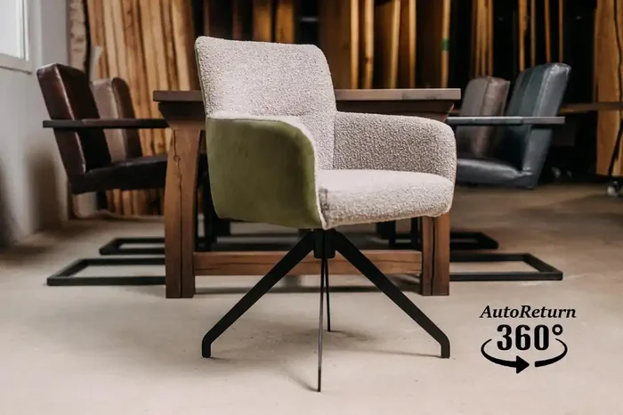 Esszimmer Drehstuhl Bouclé und Leder Ben-W