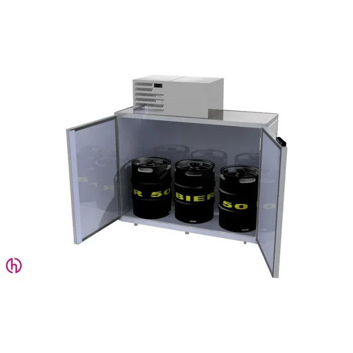 Fasskühler für 3/6 Fässer (50l/30l) mit aufgesetztem Kältesatz, Chromstahl, 1-reihig (nebeneinander)