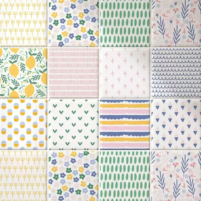 Fliesenaufkleber Bunte Sommervielfalt – 12er Set