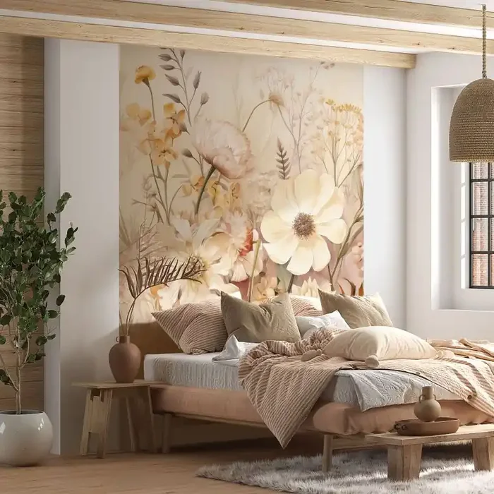 Florale Fototapete Vintage Blütenpracht auf der Wiese – Lola Peacock