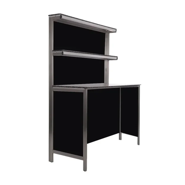 Foldable stainless steel back buffet 1.5 m Stracciatella, black fronts