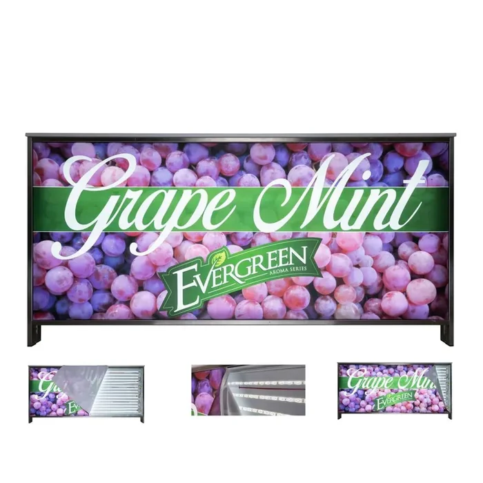 Folding counter with LED backlit panel & print, 1.5 m, PE, black/white