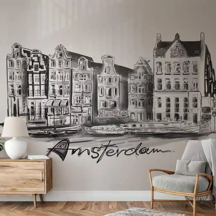 Fototapete Amsterdam – schwarz-weiß – Love your City