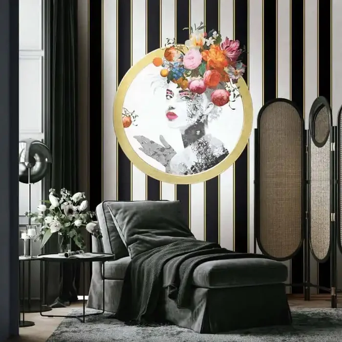 Fototapete Streifen, Gesicht Streifen Klassisch, Romantisch matt in Schwarz 2,70 x 1,59m