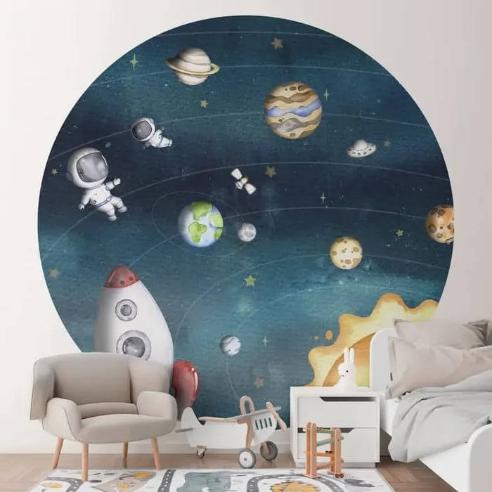 Fototapete Weltraum Abenteuer mit Astronauten – Oliver Robins – Rund – Selbstklebend/Vlies