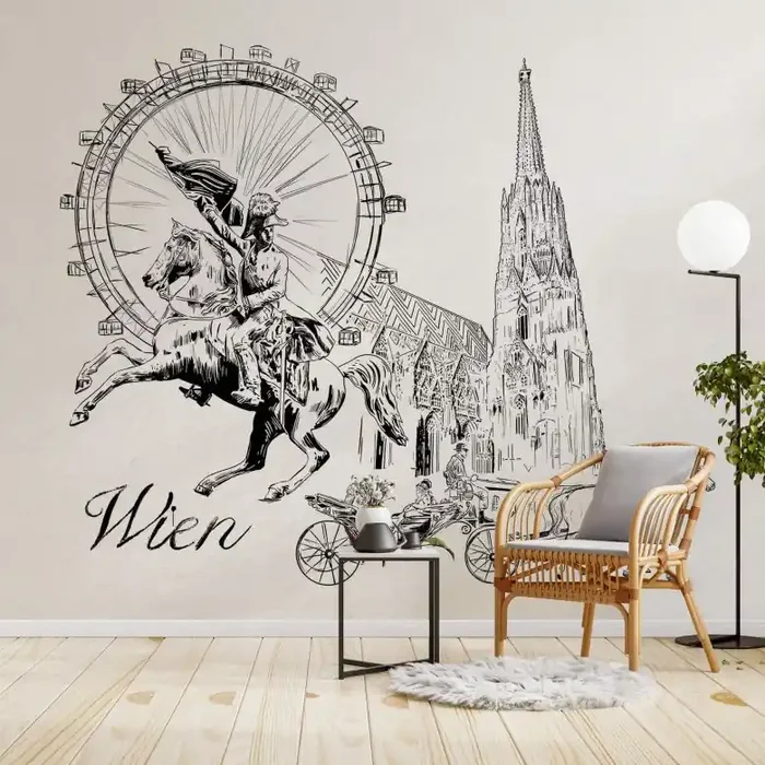 Fototapete Wien – Schwarz-Weiß – Love your City