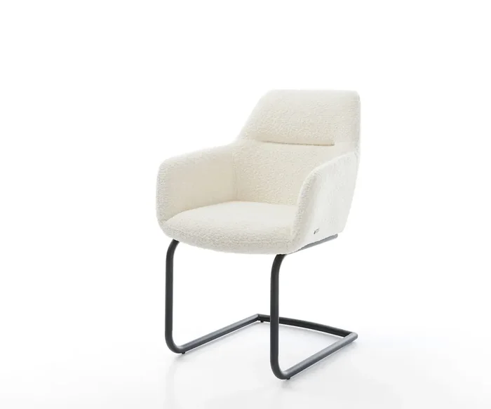 Freischwinger Pejo-Flex Bouclé Weiß Freischwinger rund Schwarz Taschenfederkern