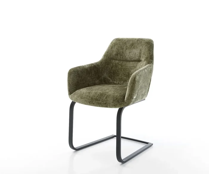 Freischwinger Pejo-Flex Chenille Olive Freischwinger flach Schwarz Taschenfederkern