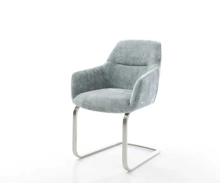 Freischwinger Pejo-Flex Chenille Pastellblau Freischwinger flach Edelstahl Taschenfederkern