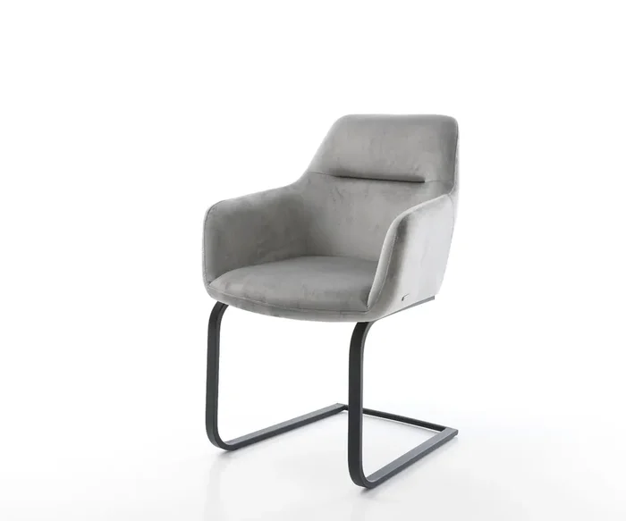 Freischwinger Pejo-Flex Samt Grau Freischwinger flach Schwarz Taschenfederkern