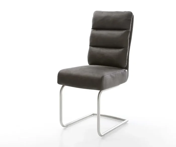 Freischwinger Pela-Flex Mikrofaser Anthrazit Vintage Freischwinger rund Edelstahl Taschenfederkern