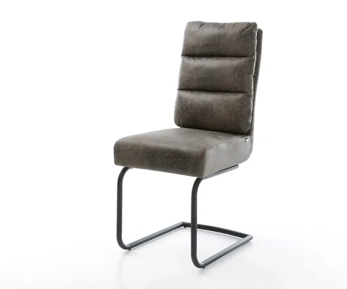 Freischwinger Pela-Flex Mikrofaser Grau Antik Freischwinger rund Schwarz Taschenfederkern