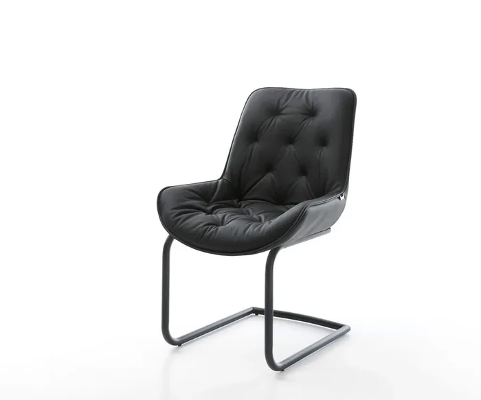 Freischwinger Taimi-Flex Echt-Leder Schwarz Freischwinger rund Schwarz