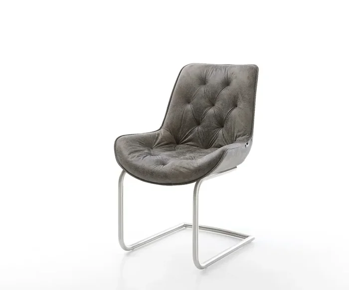 Freischwinger Taimi-Flex Mikrofaser Grau Antik Freischwinger rund Edelstahl