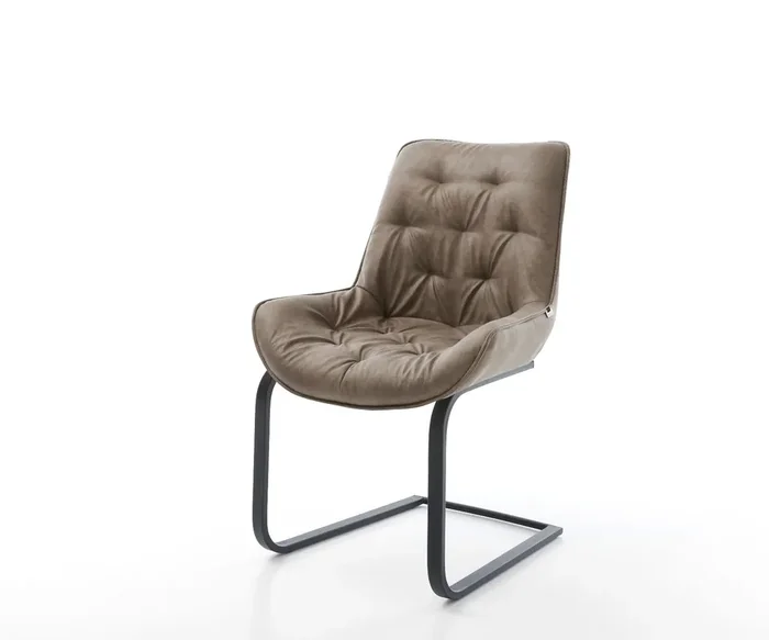 Freischwinger Taimi-Flex Mikrofaser Taupe Vintage Freischwinger flach Schwarz