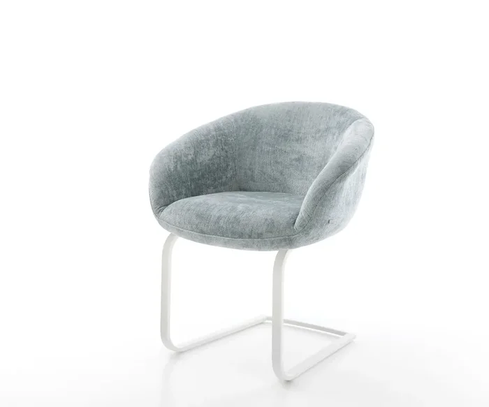 Freischwinger Vinka-Flex mit Armlehnen Chenille Pastellblau Freischwinger flach Weiß Taschenfederkern