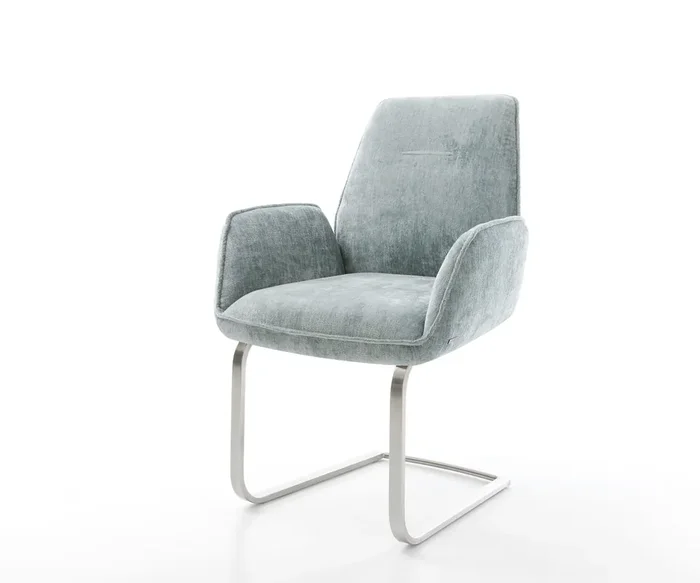 Freischwinger Zoa-Flex Chenille Pastellblau Freischwinger flach Edelstahl Taschenfederkern