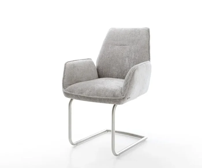 Freischwinger Zoa-Flex Chenille Silbergrau Freischwinger rund Edelstahl Taschenfederkern