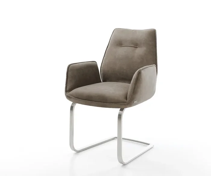 Freischwinger Zoa-Flex Mikrofaser Taupe Vintage Freischwinger flach Edelstahl Taschenfederkern