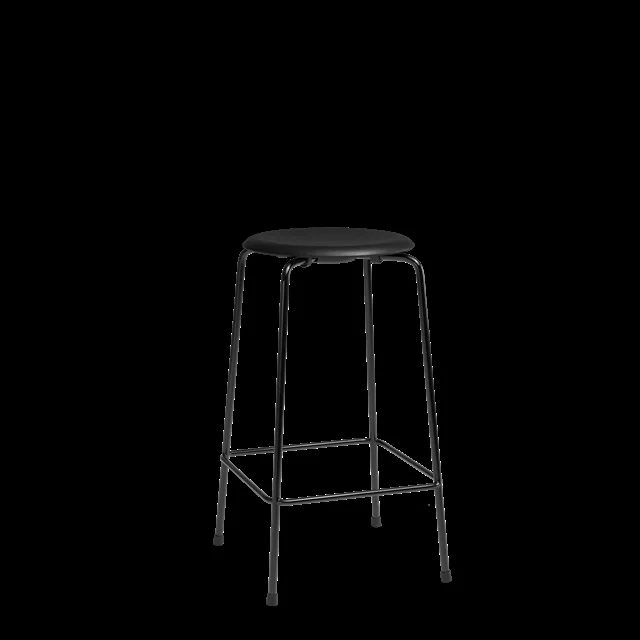 Fritz Hansen High Dot Barhocker H65 4-Bein Schwarz/Schwarz Leder
