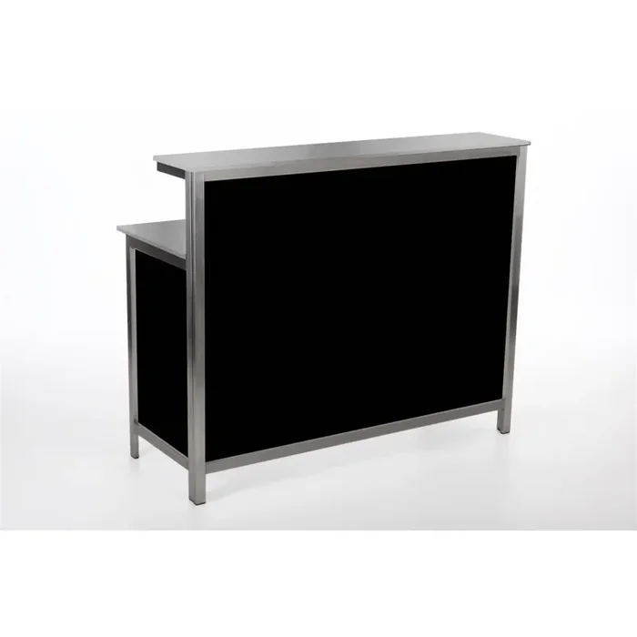 GDW long drink counter with stainless steel work surfaces, 1.25 m, black