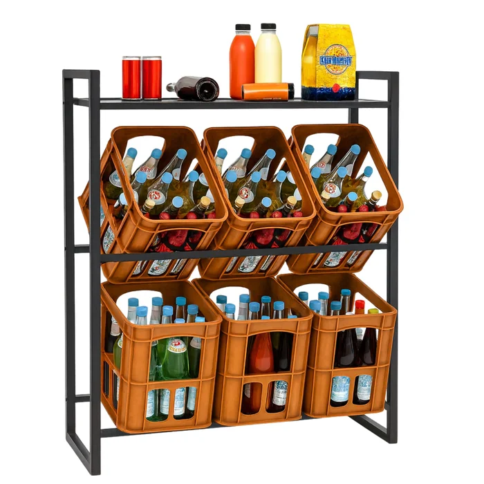 Getränkekistenregal mit Ablage Metall Getränkeregal für 6 Getränkekisten