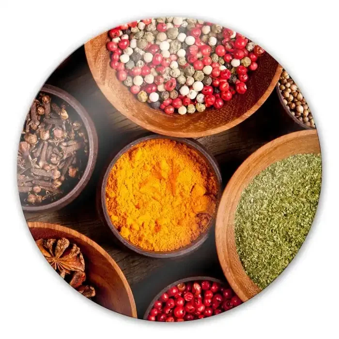 Glasbild Gewürze – rund