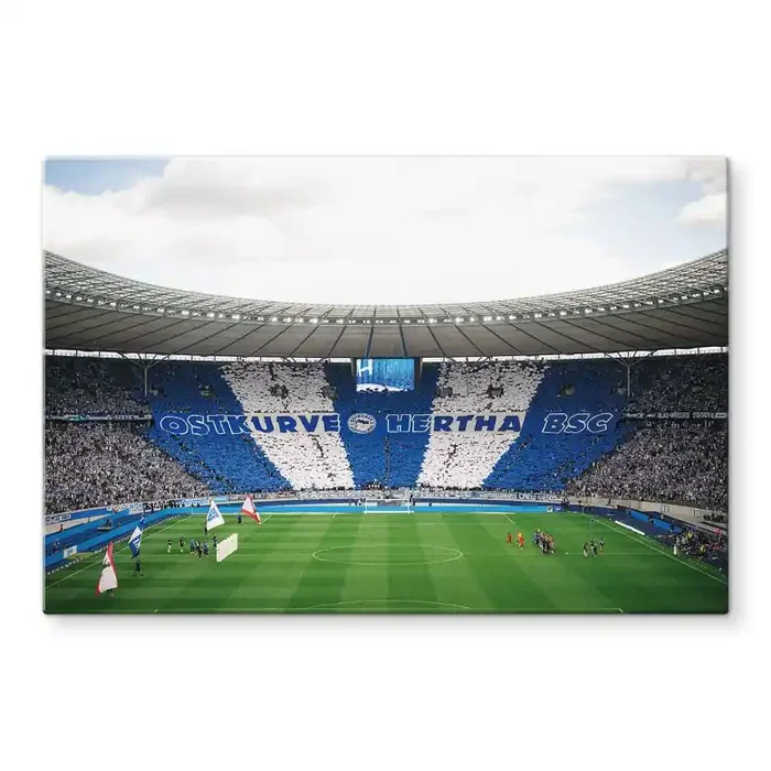 Glasbild Hertha BSC – Blau-weiße Choreo im Olympiastadion