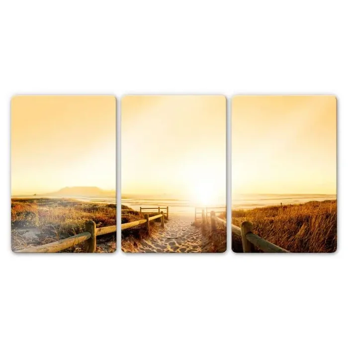 Glasbild Sunset at the Beach (3-teilig)