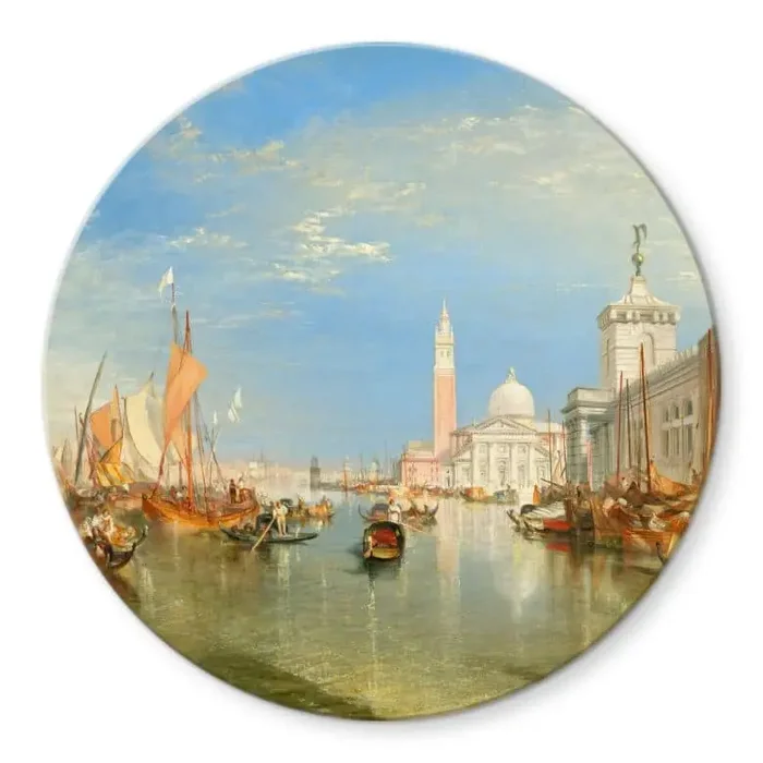 Glasbild Turner – Venedig, Dogana und S. Giorgio Maggiore – Rund