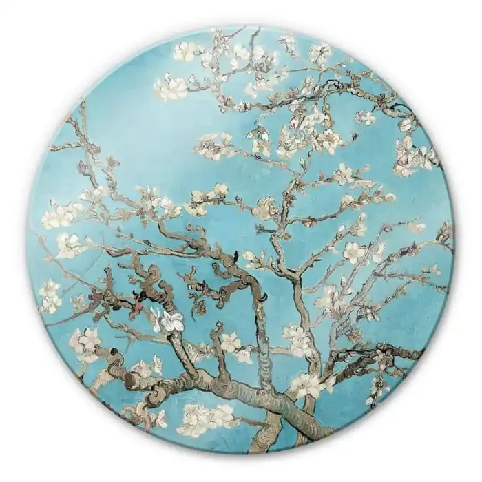 Glasbild van Gogh – Mandelblüte – Rund