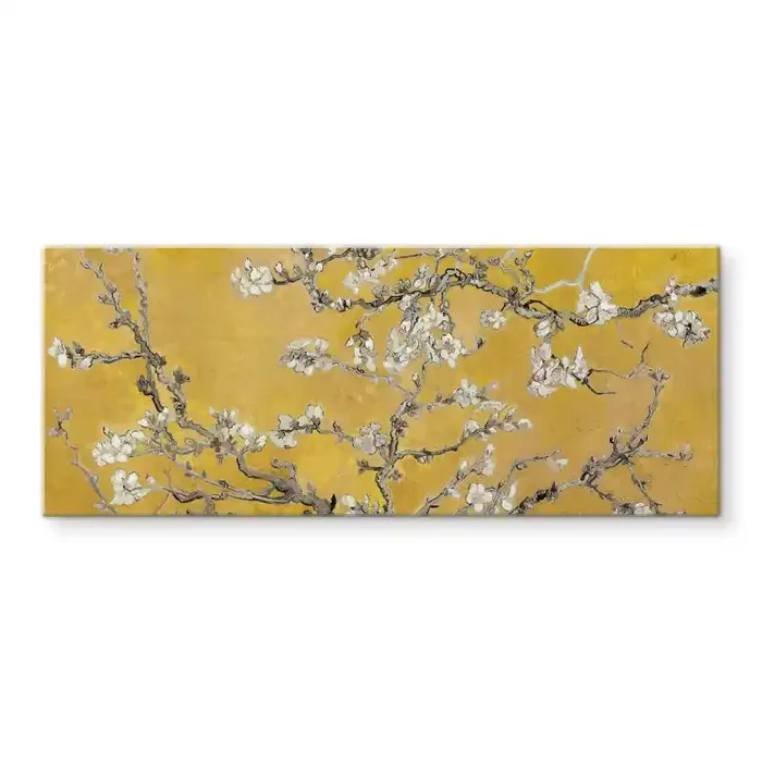 Glasbild van Gogh – Mandelblüte Ocker – Panorama