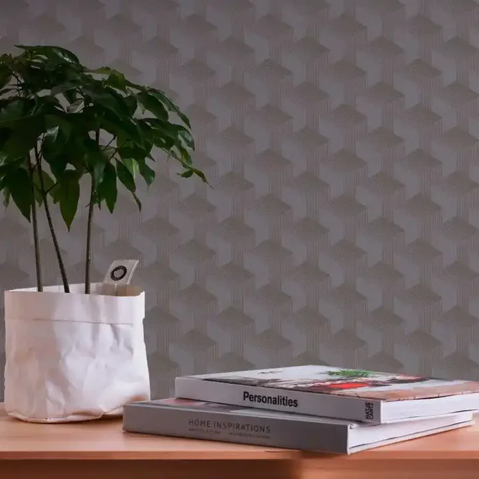 Grafiktapete Grau – Retro-Tapete mit 3D-Effekt – Vliestapete Wohnzimmer Schlafzimmer Küche