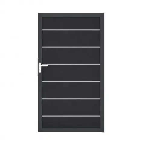 GrojaSolid Grande Premium BPC Steckzaun Universal Tor 100x180cm anthrazitgrau-anthrazit