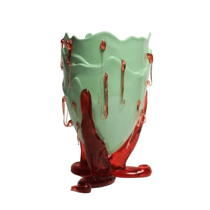 Harzvase CLEAR SPECIAL Mattmint und Antikrosa von Gaetano Pesce für Fish Design – S – H 19 x Ø 10,5