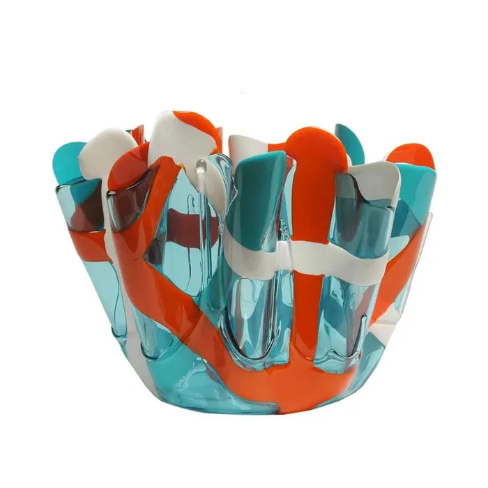 Harzvase TARTAN Aquamarin von Paola Navone für ONE MORE – S – H 20 x Ø 33