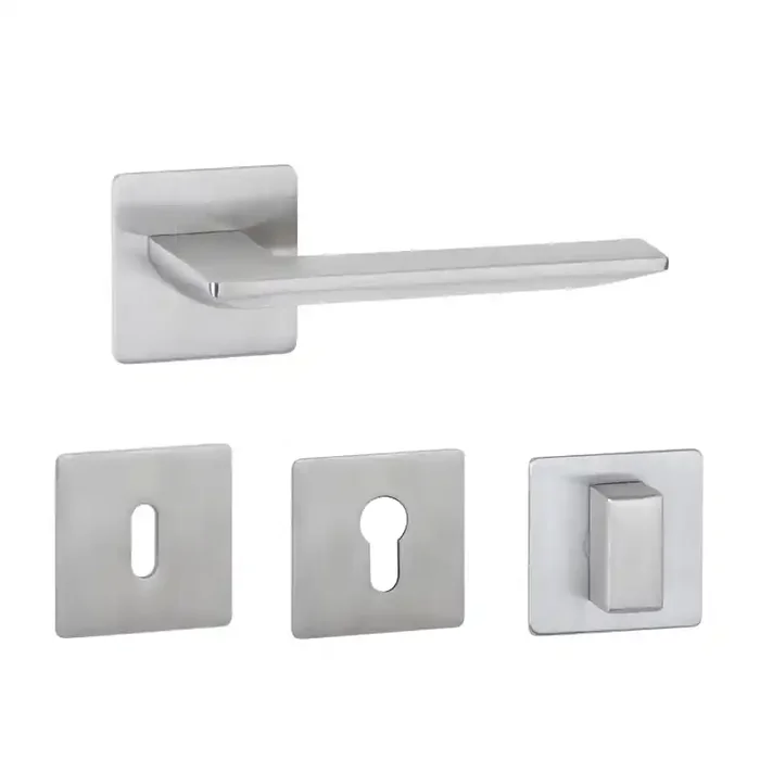 Hermat Drückergarnitur Anna Flachrosette Edelstahl matt