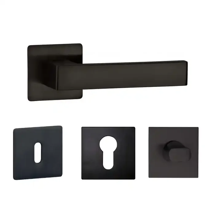 Hermat Drückergarnitur Nora Mit Flachrosette Samtschwarz