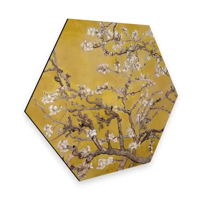 Hexagon – Alu-Dibond van Gogh – Mandelblüte Ocker