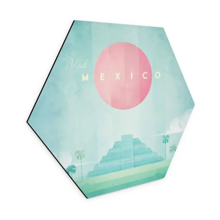 Hexagon Wandbild Tempel von Kukulcán in Chichén Itzá – Rivers – Alu-Dibond