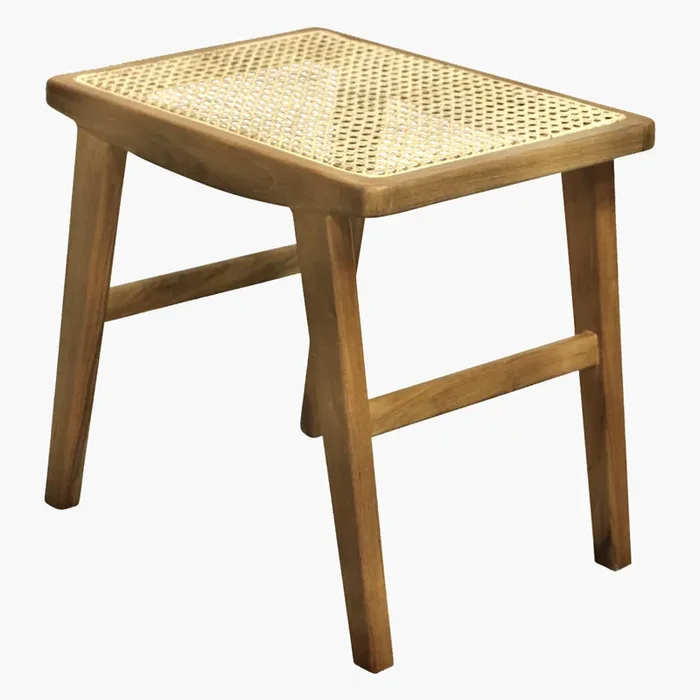 Hocker Nova Teak Rattan Wiener Geflecht