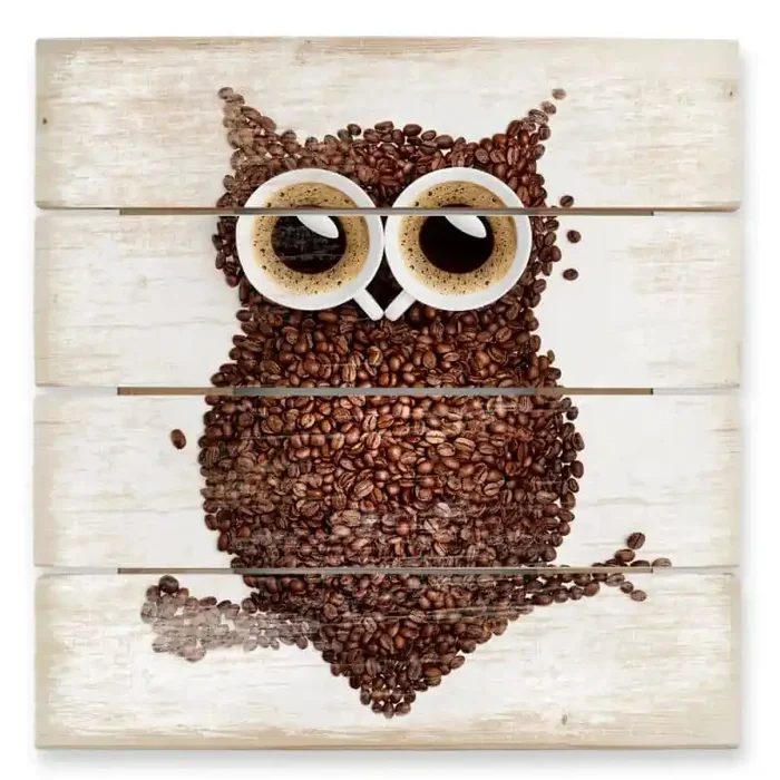 Holzbild Kaffeeeule – 40×41,5 cm