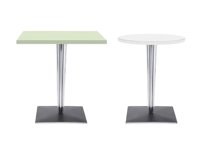 Kartell Top Top Tischplatte – Quadratisches Bein und Aluminiumgestell Entworfen von Philippe Starck & Eugeni Quitllet