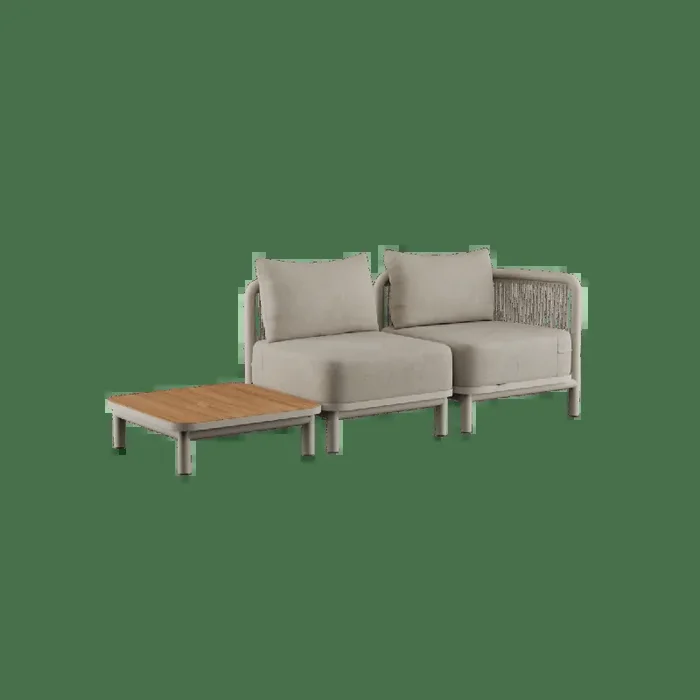 Kirra Lounge Sofa – 2 seater incl. Kirra Side Table – Kirra Sand / Ohne Accessory Fit