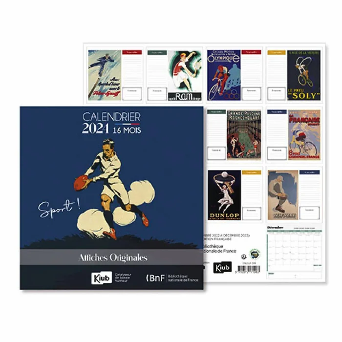 Klassischer Kalender mit Etui 16 Monate Kiub Bnf Sport !